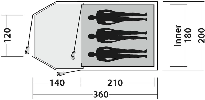 Easy Camp Eclipse 300 Tunneltent - 3 Persoons - Groen 7 Easy Camp Eclipse 300 Tunneltent - 3 Persoons - Groen - Afbeelding 5