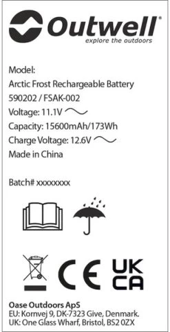 Outwell Oplaadbare Accu Voor Arctic Frost Koelboxen 9 Outwell Oplaadbare Accu Voor Arctic Frost Koelboxen -Winkel Voor Kampeerartikelen 1069 1900 accu 4