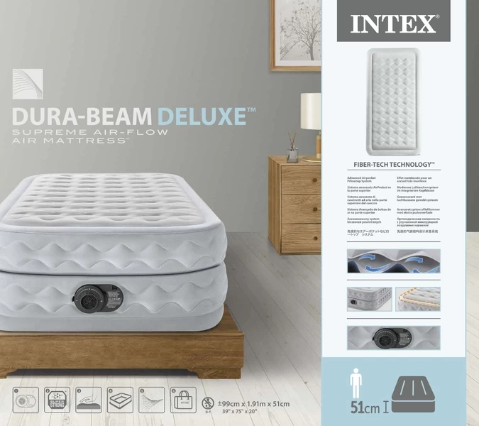 Intex Supreme Air Flow Luchtbed - Eenpersoons - Ingebouwde Elektrische Pomp 14 Intex Supreme Air Flow Luchtbed - Eenpersoons - Ingebouwde Elektrische Pomp - Afbeelding 12