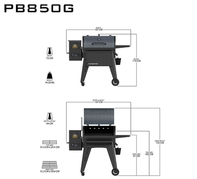Pit Boss Navigator 850 Pellet Grill Barbecue 10 Pit Boss Navigator 850 Pellet Grill Barbecue - Afbeelding 8