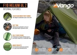 Vango F10 Helium UL 2 Ultralichte Trekking Tunneltent - 1/2 Persoons - Groen -Winkel Voor Kampeerartikelen 1900 1783 f10 helium ul 2 5