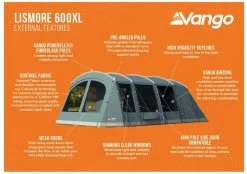 Vango Lismore 600XL Tunneltent - 5 Persoons - Groen -Winkel Voor Kampeerartikelen 1900 1783 lismore 600xl package 2