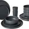 Bo-Camp Patom Melamine Serviesset - 16-delig - Antraciet -Winkel Voor Kampeerartikelen 740 1200 6181462