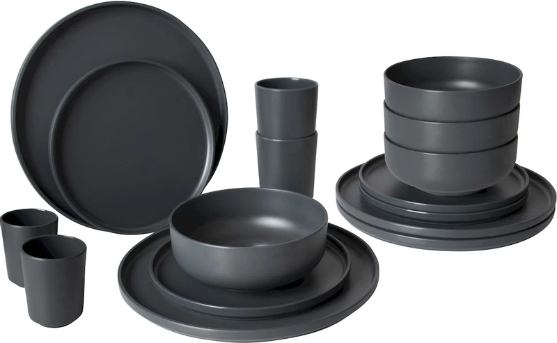Bo-Camp Patom Melamine Serviesset - 16-delig - Antraciet 3 Bo-Camp Patom Melamine Serviesset - 16-delig - Antraciet