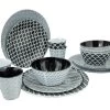 Bo-Camp Mix & Match Melamine Serviesset - 16-delig - Zwart -Winkel Voor Kampeerartikelen bo camp mix